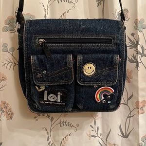 Vintage y2k l.e.i. denim crossbody purse